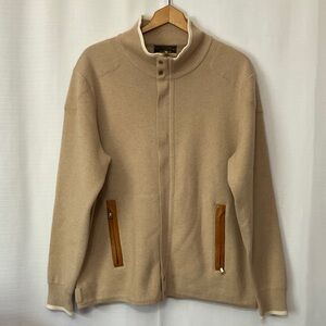 JL Powell Tan Men’s Sweater Jacket Size L